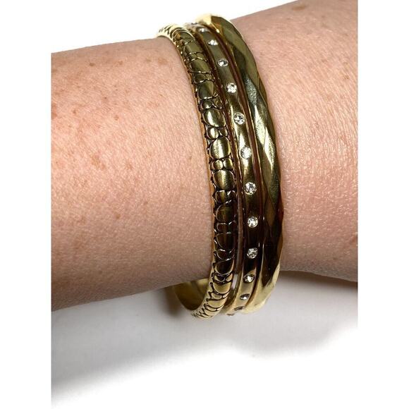 MONET Bracelets Set of 3 Gold Tone 8” Bangles Textured Designs 8” - Picture 12 of 12